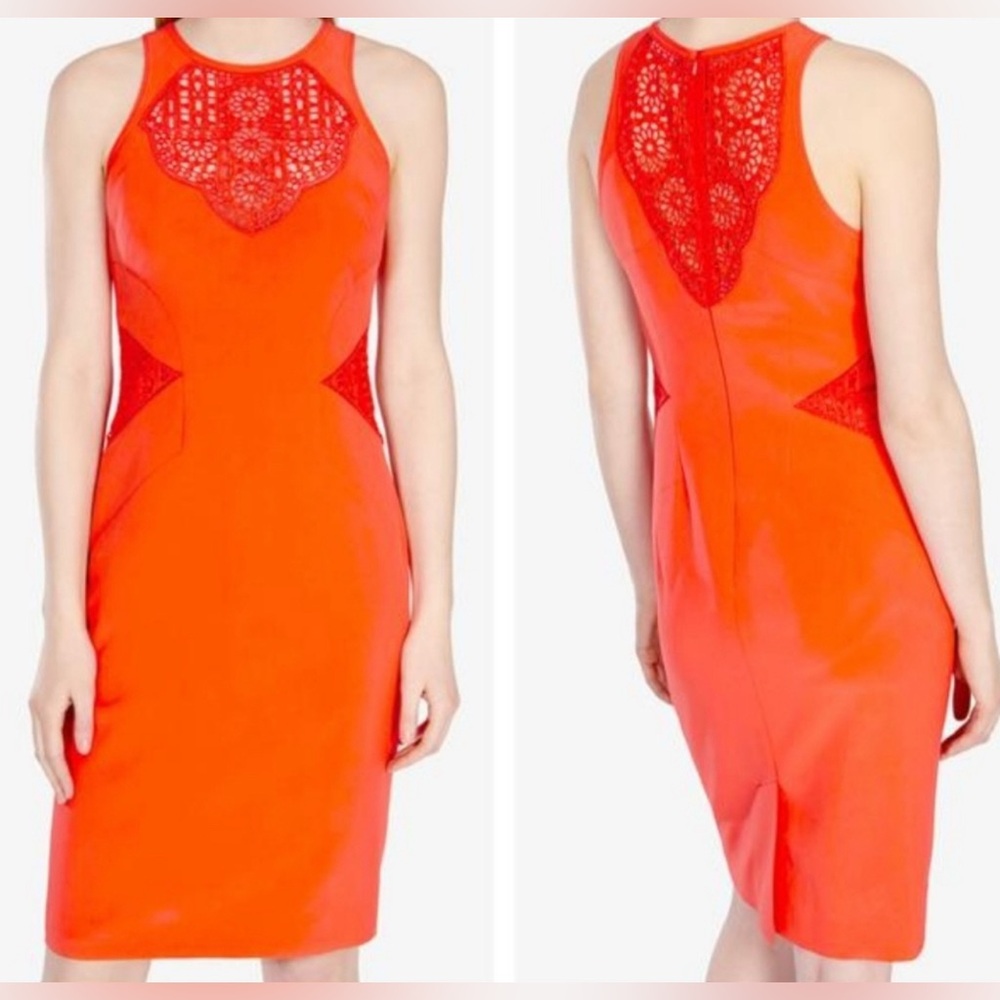 Karen Millen Vibrant Red cutout sheath Dress size 10